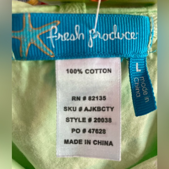 NWT FRESH PRODUCE Anorak TINY FISH 100% cotton broadcloth LEMON GRASS Large Fab - Picture 12 of 12